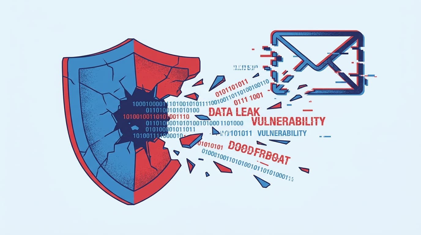 An abstract image depicting a security shield with a crack, symbolizing a vulnerability in a software system.