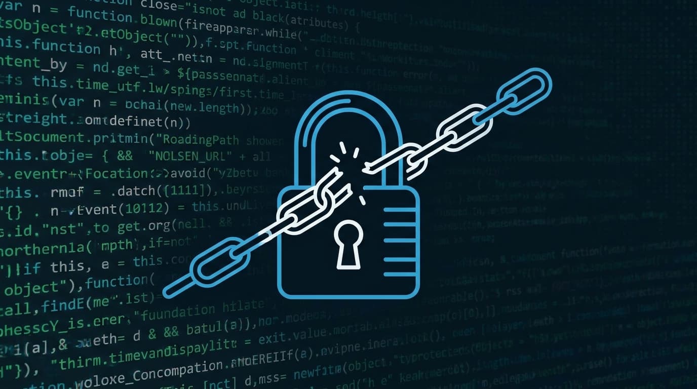 A broken digital lock icon, symbolizing a security vulnerability discovered in the MediaWiki software.